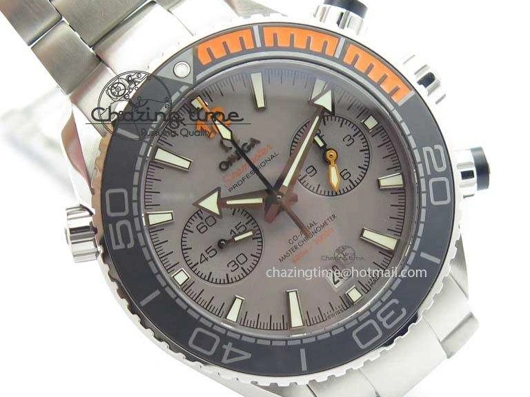 1223 Planet Ocean Master Chronometer Chrono SS OM 1:1 Best Edition Gray Dial On SS Bracelet A Reliable 8180